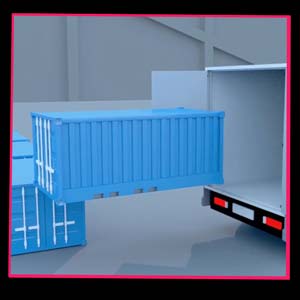 Vorschaubild eines Use Case-Videos mit 3D-Animation zur Darstellung logistischer Softwareanwendungen im Transportbereich