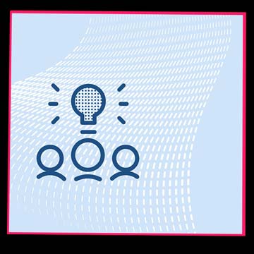 Vorschaubild eines Projekt- oder Förderfilms – eine 2D-Animation zeigt eine Gruppe Menschen mit einer leuchtenden Glühbirne über dem Kopf, als Symbol für gemeinsame Ideen und nachhaltige Innovationen