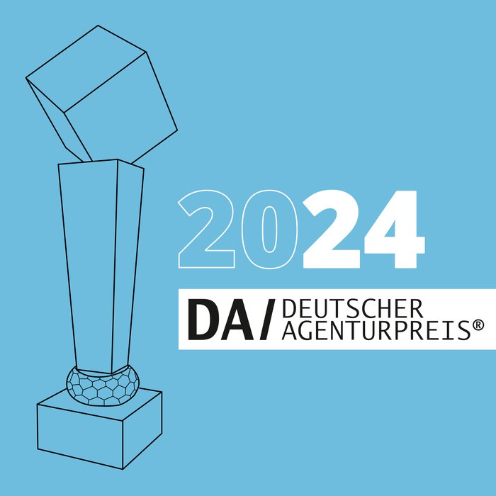 Logo des Deutschen Agenturpreis 2024 verliehen an Deichblick GmbH für hervorragende B2B Filmproduktion. Auszeichnung für Deichblick GmbH.